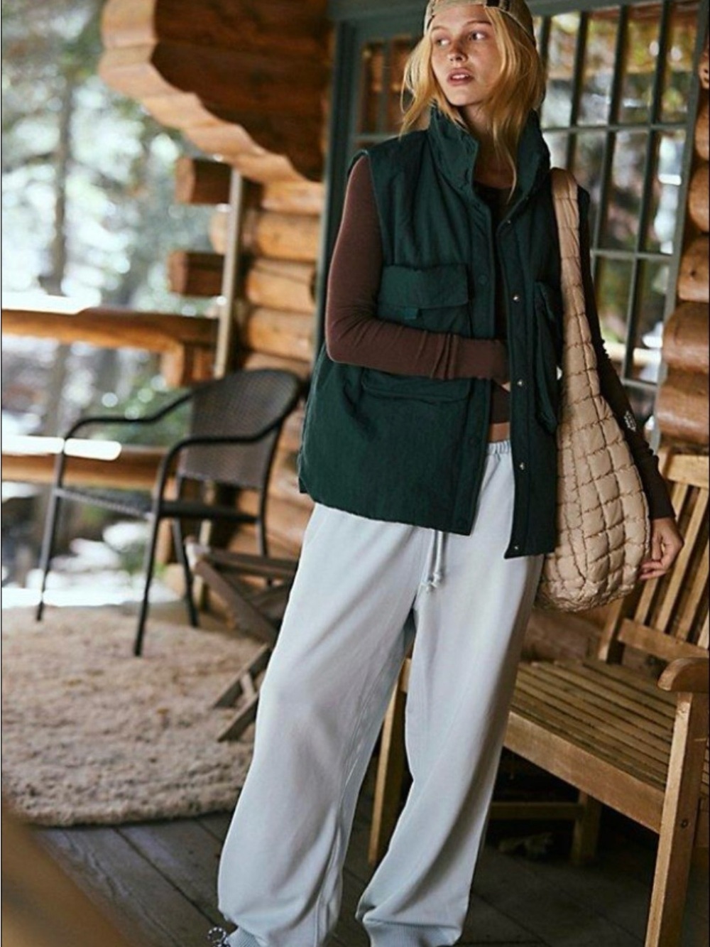 Free People Cabin Fever Puffer Vest - Dark Green